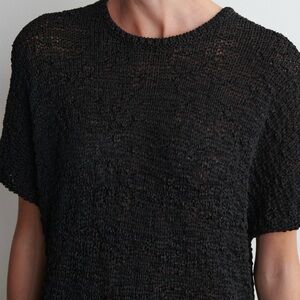 COS Textured Open Knit Top Black Short Sleeve Sweater NWT Medium